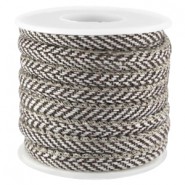 Trendy gestikt koord 6x4mm Bruin wit